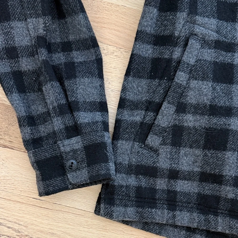 Men’s Theory Black & Gray Plaid Wool Jacket Shirt - Picture 10 of 14